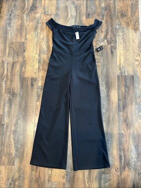NWT! Express Off-Shoulder Black Wide-Leg Jumpsuit